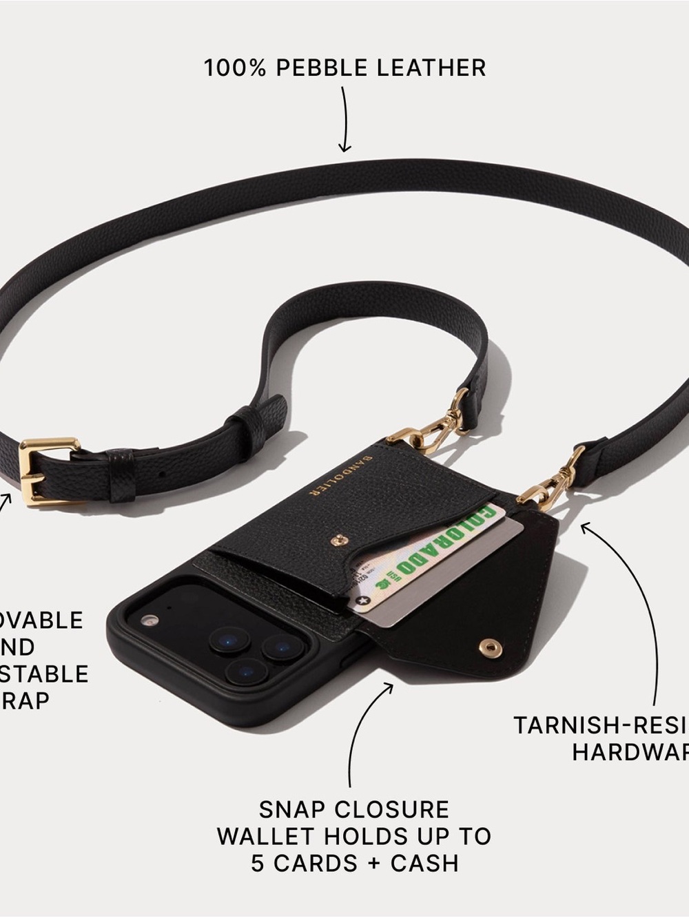Bandolier Hailey Black/Gold iPhone 15 Pro case - Picture 2 of 6